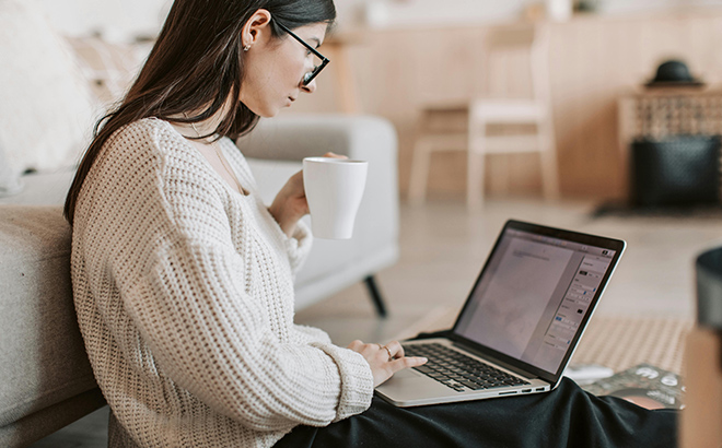 A lady with laptop