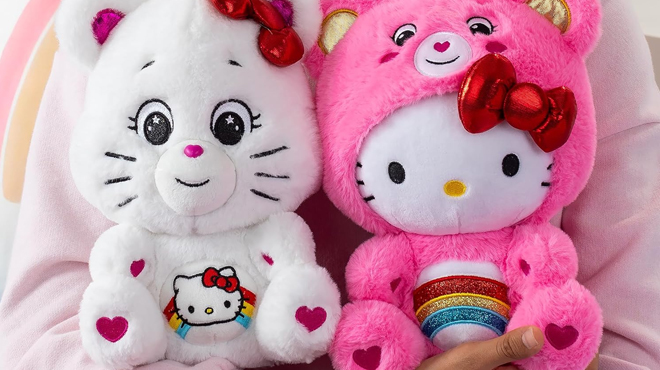 A persone holding a Hello Kitty x Care Bears