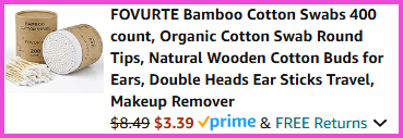 A screen grab of the checkout page for Fovurte Bamboo Cotton Swabs