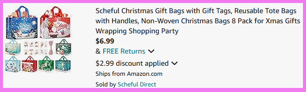 A screen shot of the checkout page for Scheful Christmas Gift Bags 8 Pack with Gift Tags