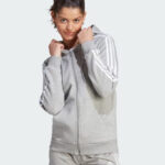 Adidas Essentials 3 Stripes Full Zip Fleece Hoodie