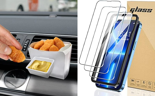 Aduro Snack Go Vent Caddy with Condiment Tray and ORIbox iPhone 13 MINI Glass Screen Protector