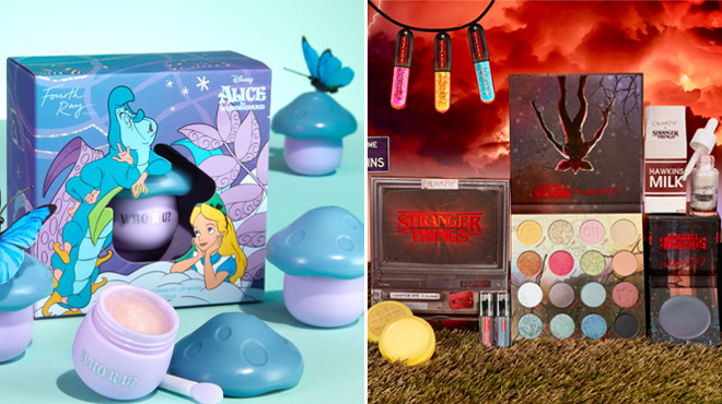 Alice in Wonderland Pure Madness Birthday Cake Lip Mask and Stranger Things x ColourPop Full Collection Set