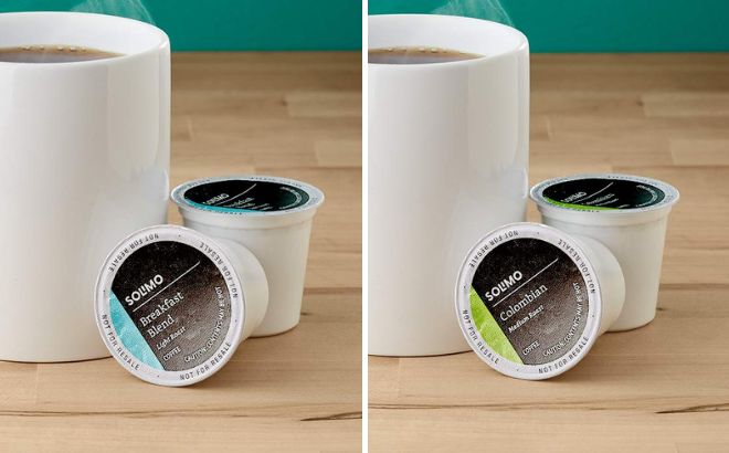 Amazon Brand Solimo Light Roast Coffee Pods in Two Flavors