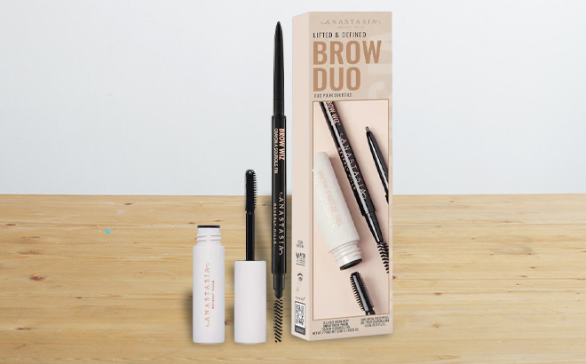 Anastasia Beverly Hills Lifted Defined Brow Duo on a Table