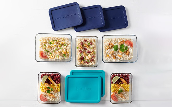 Anchor Hocking 10 Piece Rectangular Meal Prep Food Storage Set