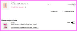 Ardell Naked Lashes Checkout Screen