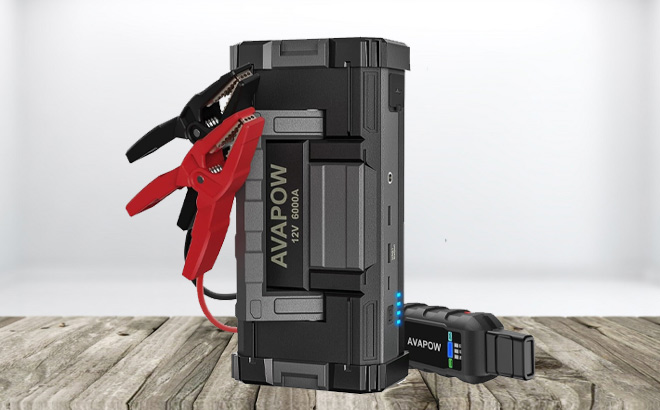 Avapow Car Battery Jump Starter on the Table