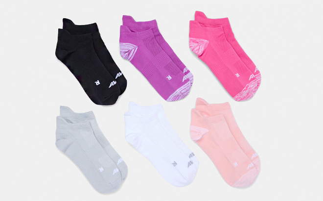 Avia Womens Premium Lightweight Low Cut Socks 6 Pack