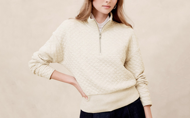 BRF QUILTED QUARTER ZIP SWEATSHIRT