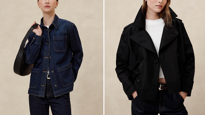 Banana Republic Factory Denim Chore Jacket and Banana Republic Factory Oversized Short Trench Coat