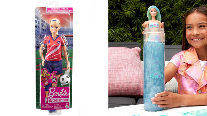 Barbie Color Reveal Doll Accessories with 6 Unboxing Surprises and Barbie Soccer Player with Blonde Ponytail Fashion Doll Accessory