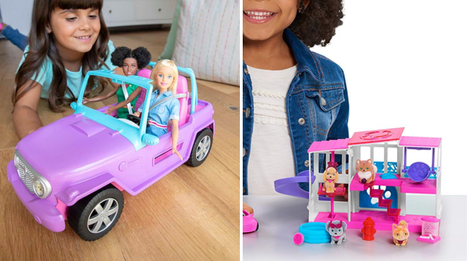 Barbie SUV Toy Car and Barbie Pet Dreamhouse 2 Sided Playset