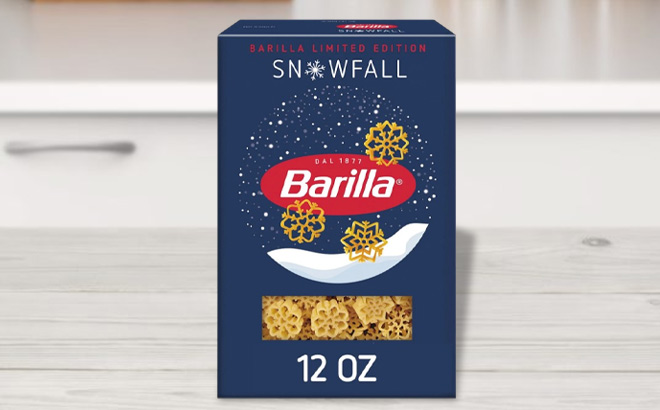 Barilla Classic Non GMO Kosher Certified Snowfall Pasta on a Table