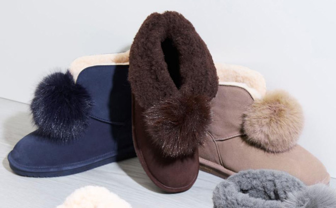 Bearpaw Liv Suede Pom Pom Boots