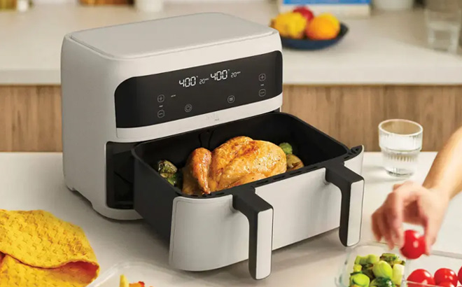 Bella Pro 4 Quart TriZone Touchscreen Air Fryer in Oatmilk Color