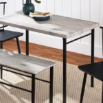 Best Choice Products 4 Piece Farmhouse Dining Kitchen Table Set in Grey Color