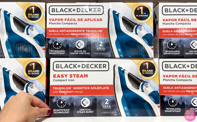 BlackDecker Easy Steam Compact Iron Boxes on a Shelf