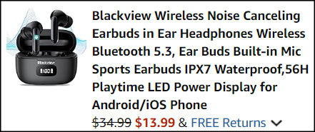 Blackview Wireless Noise Canceling Earbuds Checkout