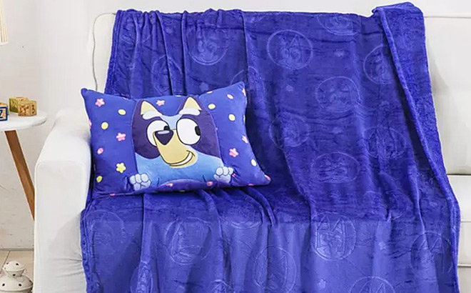 Bluey 2 Piece Kids Pillow Pocket and Throw Set