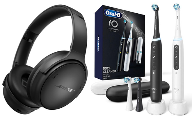 Bose QuietComfort Wireless Bluetooth Headphones and Oral B iO Series 5 Rechargeable Toothbrush Twin Pack