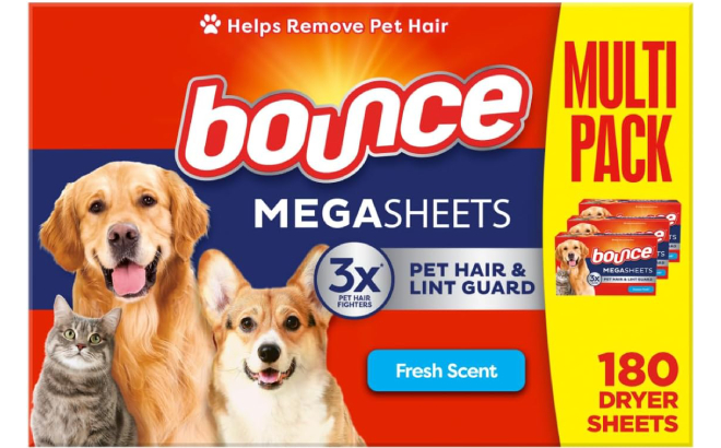 Bounce Pet Hair and Lint Guard Mega Dryer Sheets