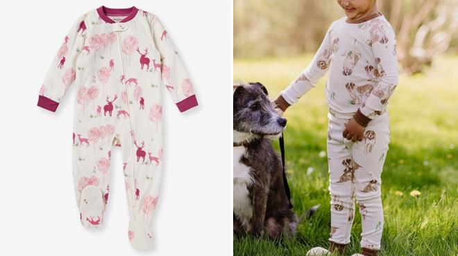 Burts Bees Baby Sweet Deer Polarbee Baby Fleece Pajamas and Burts Bees Baby St Bernard Toddlers Kids 2 Piece Pajamas