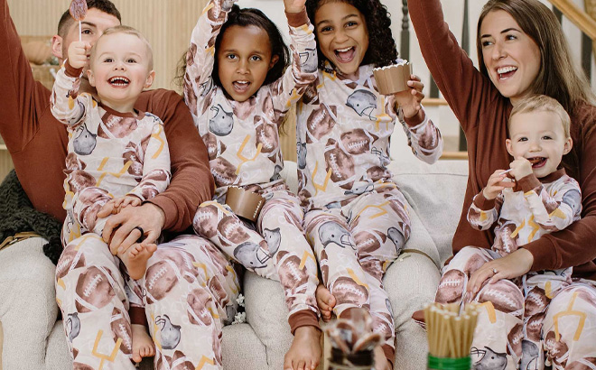 Burts Bees Football Season Organic Matching Family Pajamas