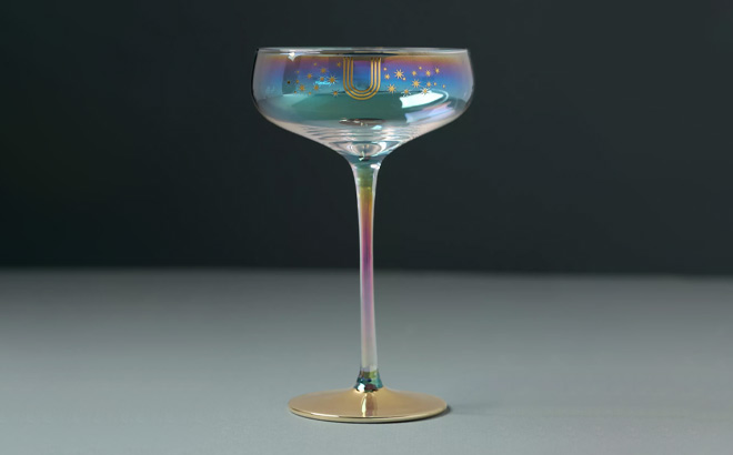 Camille Monogram Coupe Glass on the Table