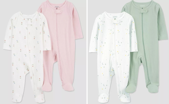 Carters Baby Girls Floral Sleep N Play 2 Pack