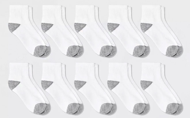 Cat Jack Boys Athletic Ankle Socks 10 Pack