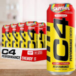 Cellucor C4 Skittles Performance Energy Drink12 Pack on a Table