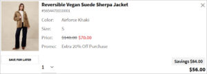 Checkout page of Banana Republic Factory Reversible Sherpa Jacket