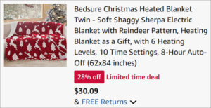 Checkout page of Bedsure Christmas Heated Blanket