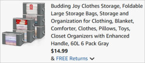 Checkout page of Budding Joy Clothes Storage Bags 6 Pack