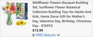 Checkout page of Flower Bouquet Building Set