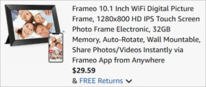 Checkout page of Frameo 10 1 Inch Digital Picture Frame