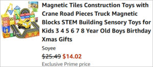 Checkout page of Magnetic Tiles Crane Road Building Set