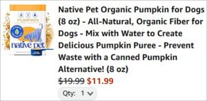 Checkout page of Native Pet Pumpkin Powder for Dogs