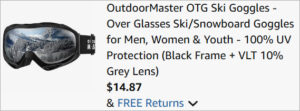 Checkout page of OutdoorMaster Ski Goggles