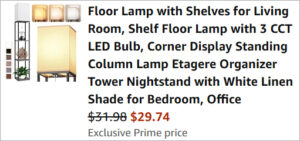 Checkout page of Partphoner Floor Lamp with Shelves