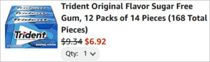 Checkout page of Trident Gum 12 Pack