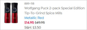 Checkout page of Wolfgang Puck Spice Mills 2 Pack