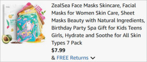 Checkout page of ZealSea Face Masks 7 Pack