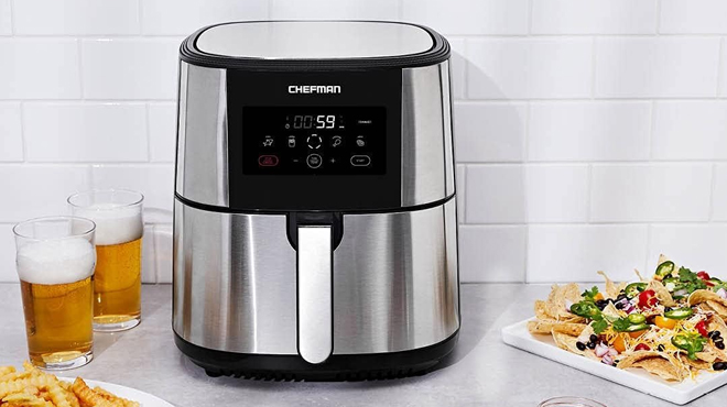 Chefman 2 in 1 Max XL 8 qt Air Fryer on the kitchen counter