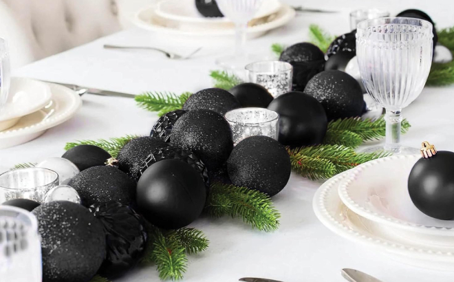 Christmas Ball Ornaments on a Table