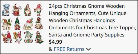 Christmas Gnome 24 Piece Wooden Hanging Ornaments Checkout