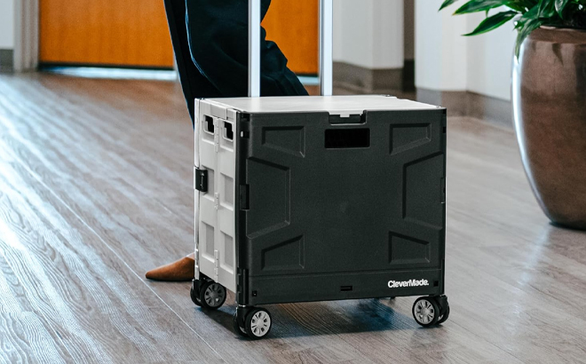 CleverMade Collapsible 4 Wheeled Crate with Lid