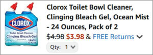 Clorox Toilet Bowl Cleaner Clinging Bleach Gel 2 Pack at Checkout