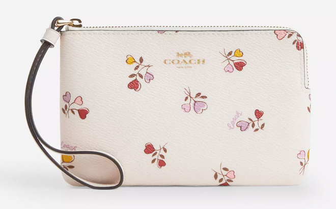 Coach Outlet Corner Zip Wristlet With Heart Print